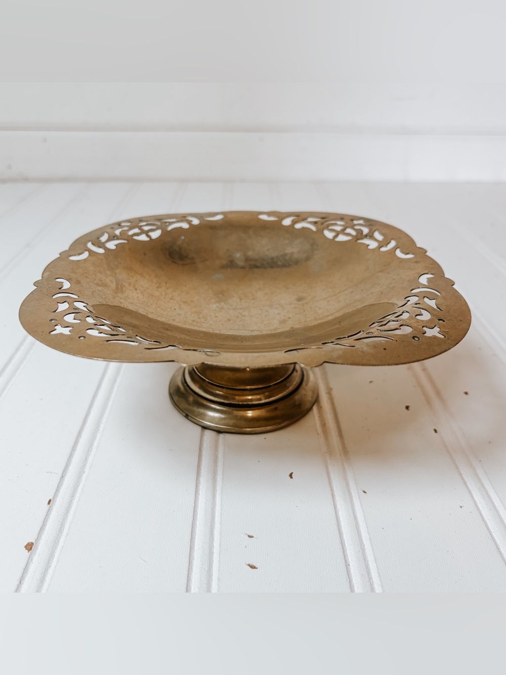 Vintage Silverplate Pedestal Filigree Stand Tray Plate
